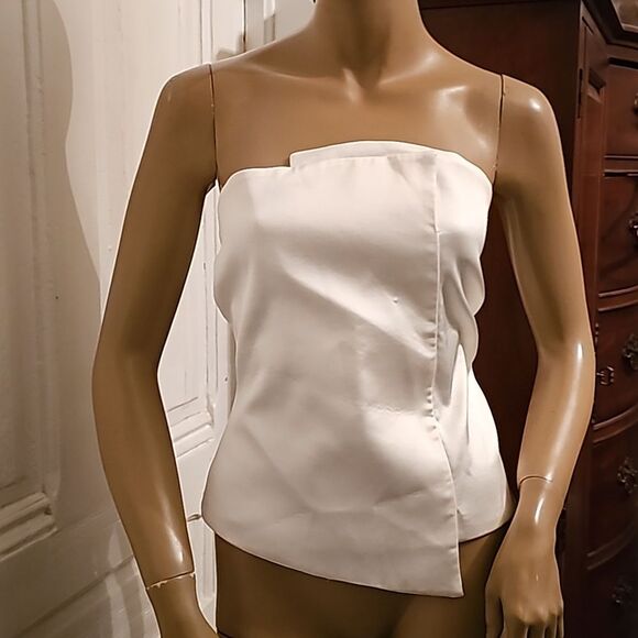 Zara satin asymmetrical Strapless Top NWT - Picture 3 of 7